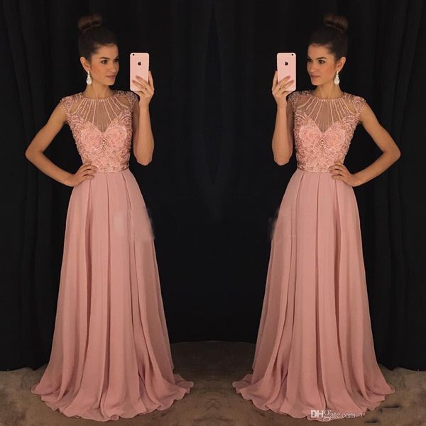 2017 chic pink prom evening dresses a-line jewel major beaded illusion bodice chiffon celebrity formal gowns dress for party wear plus size, Black
2017 chic pink prom evening dresses a-line jewel major beaded illusion bodice chiffon celebrity formal gowns dress for party wear plus size, Black