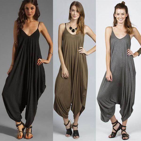 women's summer cotton camis loose long jumpsuits wide leg open pants v neck casual one piece rompers plus sizes overalls yd1047, Black;white
women's summer cotton camis loose long jumpsuits wide leg open pants v neck casual one piece rompers plus sizes overalls yd1047, Black;white