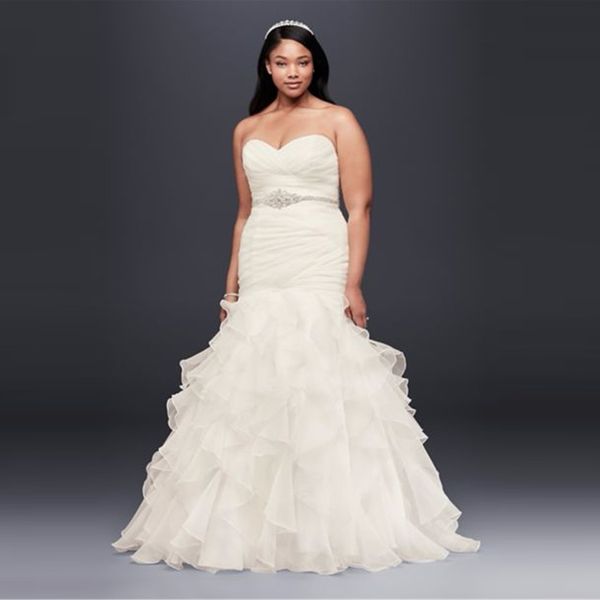 NEW! Ruffled Organza Plus Size Mermaid Wedding Dress 2017 Ruched Bodice Sweetheart Layer Skirt Beading Sash Bridal Gowns 9WG3832
NEW! Ruffled Organza Plus Size Mermaid Wedding Dress 2017 Ruched Bodice Sweetheart Layer Skirt Beading Sash Bridal Gowns 9WG3832