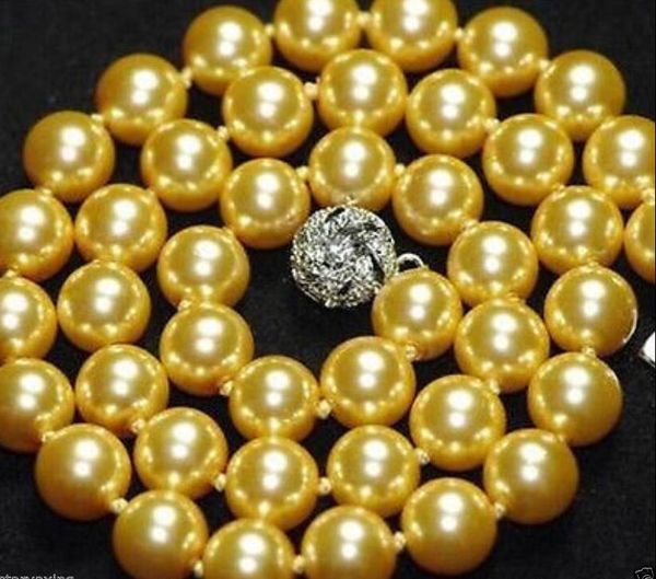 beautiful 10mm gold south sea shell pearl necklace 18", Silver