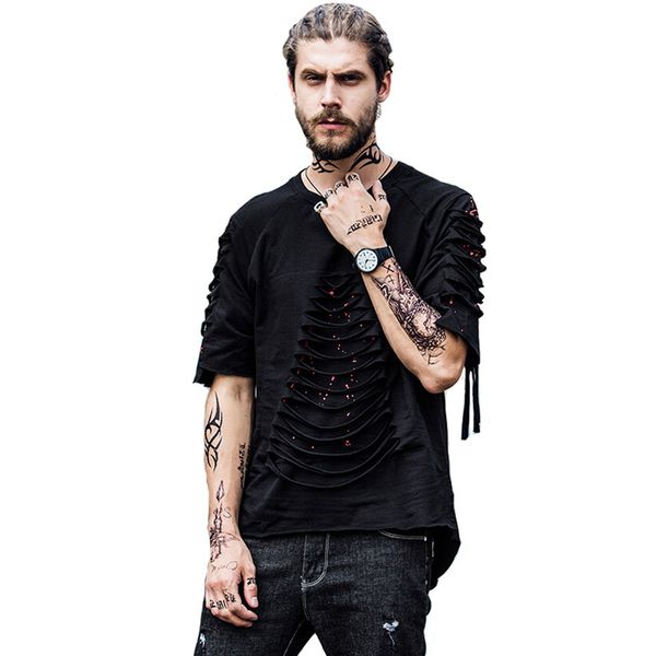 holes mens t shirt summer ripped round hemline hip hop sulls print fashion cotton loose urban longline extended tees, White;black
holes mens t shirt summer ripped round hemline hip hop sulls print fashion cotton loose urban longline extended tees, White;black