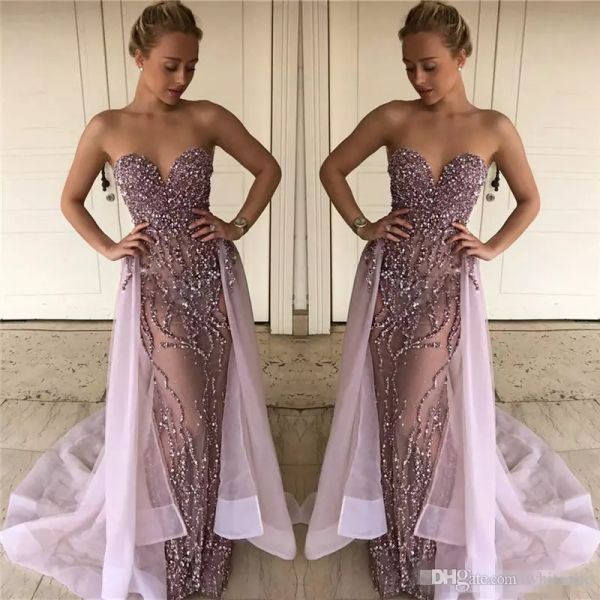 2021 lalic luxury beads sequins sheer prom dresses backless sheath sweetheart with overskirts long party celebrity evening dresses, Black
2021 lalic luxury beads sequins sheer prom dresses backless sheath sweetheart with overskirts long party celebrity evening dresses, Black