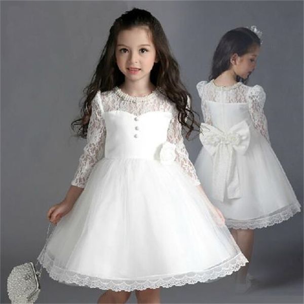 new flower girl dresses with bow sleeve wedding party communion princess pageant dress for little girls kids/children dress, White;blue
new flower girl dresses with bow sleeve wedding party communion princess pageant dress for little girls kids/children dress, White;blue