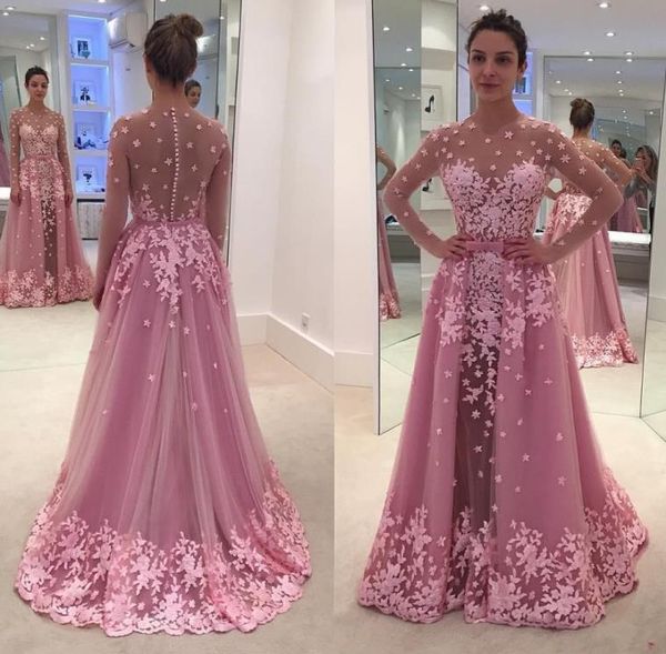 lace appliques mermaid evening dresses 2019 scoop neck full sleeve flower illusion tulle prom gowns with detachable train, Black;red
lace appliques mermaid evening dresses 2019 scoop neck full sleeve flower illusion tulle prom gowns with detachable train, Black;red