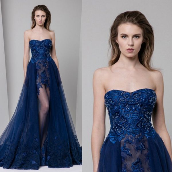 tony ward 2019 royal blue overskirts prom dresses lace appliqued beads sheath illusion formal evening gowns crystal long party dress, Black
tony ward 2019 royal blue overskirts prom dresses lace appliqued beads sheath illusion formal evening gowns crystal long party dress, Black