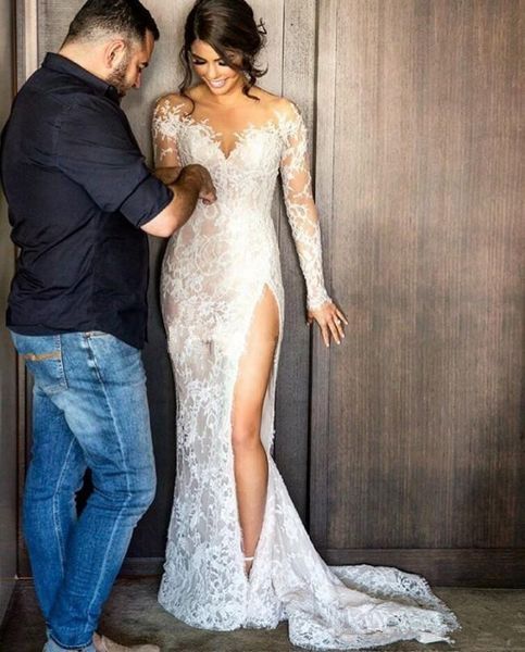 new side split mermaid wedding dresses 2019 detachable skirt off-the-shoulder sheer long sleeve lace bridal gowns robe de mariage w506, White
new side split mermaid wedding dresses 2019 detachable skirt off-the-shoulder sheer long sleeve lace bridal gowns robe de mariage w506, White