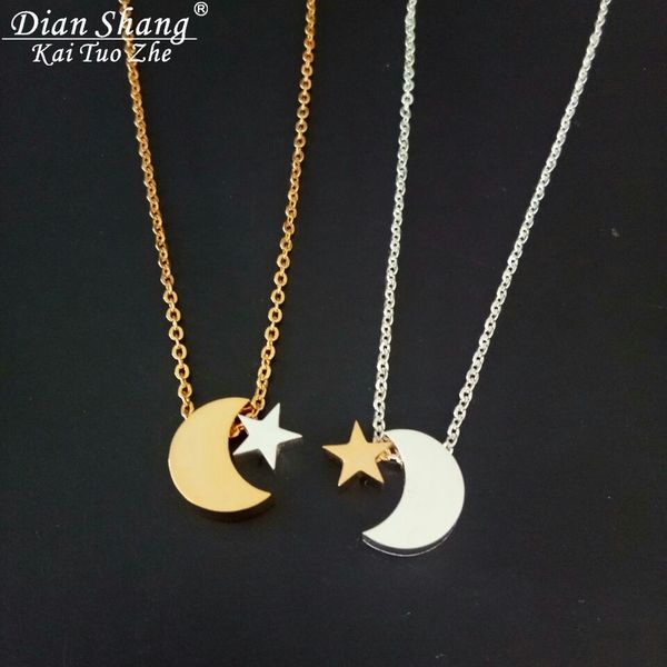 dianshangkaituozhe bridesmaid gifts stainless steel gold solid chain pendant necklace star and moon long necklaces women jewelry, Silver
dianshangkaituozhe bridesmaid gifts stainless steel gold solid chain pendant necklace star and moon long necklaces women jewelry, Silver