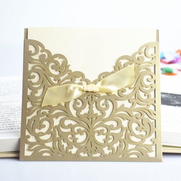 wholesale-30 pcs/lot lace ribbon bow knot wedding invitation card vintage laser cut gold hollow flowers blank inside with envelope
wholesale-30 pcs/lot lace ribbon bow knot wedding invitation card vintage laser cut gold hollow flowers blank inside with envelope