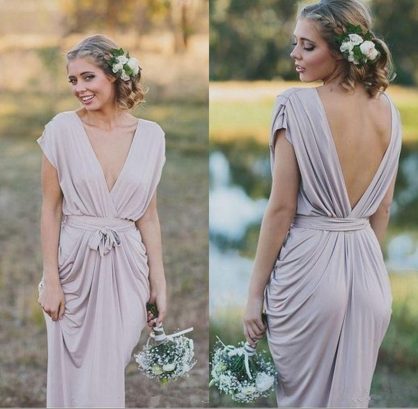 country robes de demoiselles d'honneur v neck sheath bridesmaid dresses cap sleeves open back stretch elastic satin long maid of honor, White;pink
country robes de demoiselles d'honneur v neck sheath bridesmaid dresses cap sleeves open back stretch elastic satin long maid of honor, White;pink