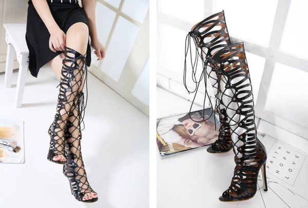 2017 summer knee high cuts out boots black leather gladiator sandals boots women lace up booties mujer botas thin heel open toe party shoes
2017 summer knee high cuts out boots black leather gladiator sandals boots women lace up booties mujer botas thin heel open toe party shoes