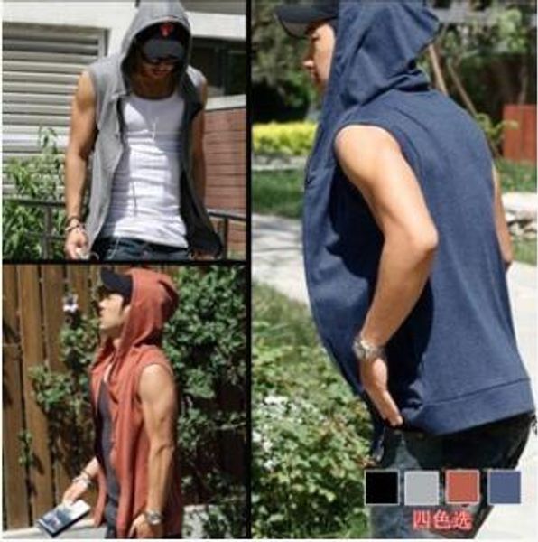 men's casual sleeveless hoodies cotton t shirt hoodied tank with cap hoodies tee shirt men sweatshirts cardigan with drawstring xn 18, Black
men's casual sleeveless hoodies cotton t shirt hoodied tank with cap hoodies tee shirt men sweatshirts cardigan with drawstring xn 18, Black