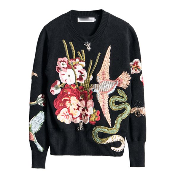 stunning embroidery wool sweaters 2017 fashion autumn runway designer autumn winter warm women long sleeve beaded pullovers, White;black
stunning embroidery wool sweaters 2017 fashion autumn runway designer autumn winter warm women long sleeve beaded pullovers, White;black