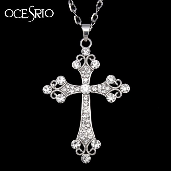 big silver cross pendant necklace crystal rhinestones long chain for womens hip hop fashion jewelry
big silver cross pendant necklace crystal rhinestones long chain for womens hip hop fashion jewelry