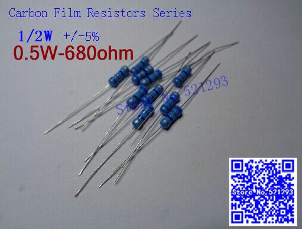 wholesale- 1/2w 680 ohm 680r 5% resistor 1/2w 680 ohm carbon film resistor / 0.5w color ring resistance (100pcs/lot
wholesale- 1/2w 680 ohm 680r 5% resistor 1/2w 680 ohm carbon film resistor / 0.5w color ring resistance (100pcs/lot