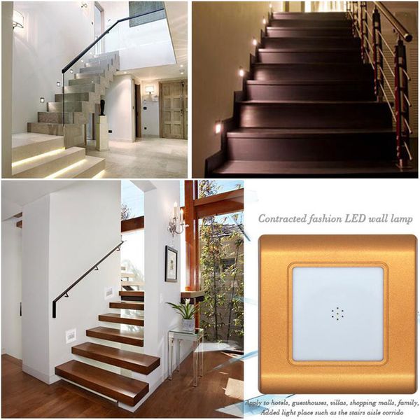 2.5w Sound And Light Control Stairs Steps Asile Intelligent Led Footlight Night Lights Wall Plinth Recessed Porch Hallway Corridor Lamp