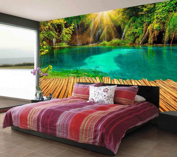 beautiful 3d sunshine lake trestle greenwood tv wall mural 3d wallpaper 3d wall papers for tv backdrop