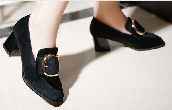 the spring of 2017 the new single lady suede shoes thick with high heel fashion buckle round head for women's shoes, Black
the spring of 2017 the new single lady suede shoes thick with high heel fashion buckle round head for women's shoes, Black