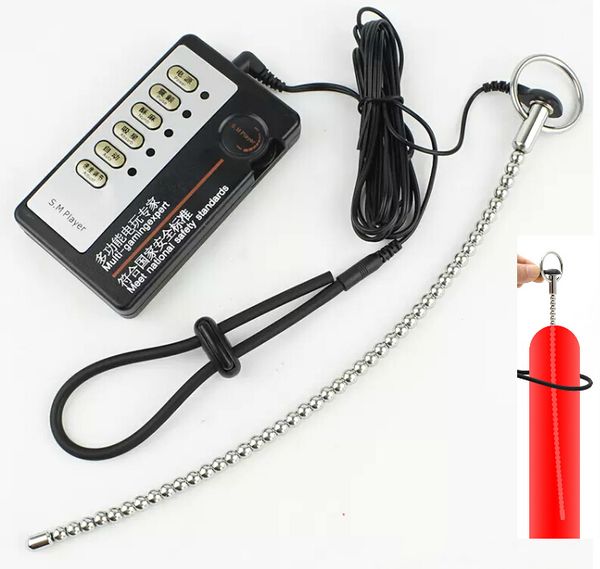 2017 Electro Kit Stainless Steel Penis Urethral Sounding Plug Electric Shock Cock Ring Ball Stretcher Extender Enlargement Bdsm Toys