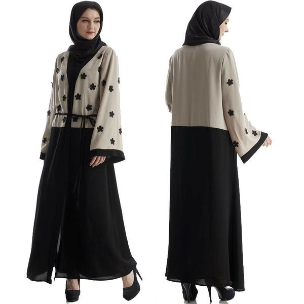 new muslim women fashion long cardigan dress v neck muslim long robe elegant evening party dress, White;black
new muslim women fashion long cardigan dress v neck muslim long robe elegant evening party dress, White;black