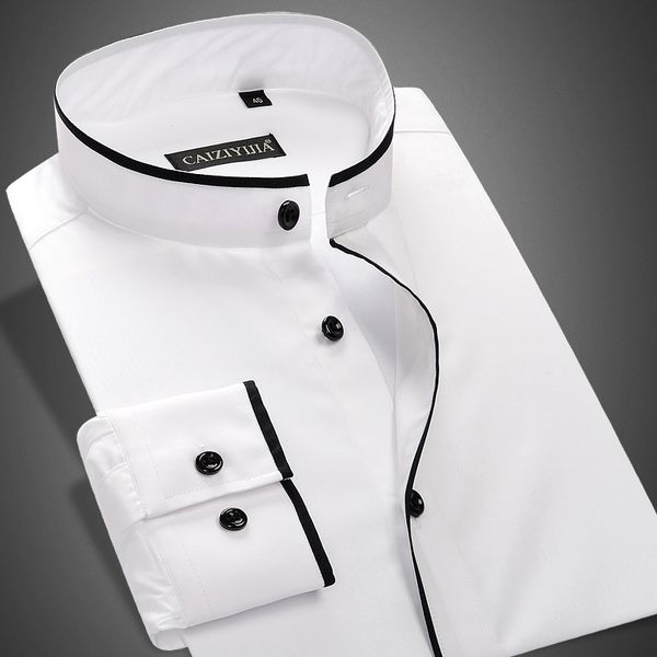 wholesale- caiziyijia summer 2017 men's banded collar shirt long sleeve 100% cotton slim-fit solid color mens business casual dress shi, White;black
wholesale- caiziyijia summer 2017 men's banded collar shirt long sleeve 100% cotton slim-fit solid color mens business casual dress shi, White;black