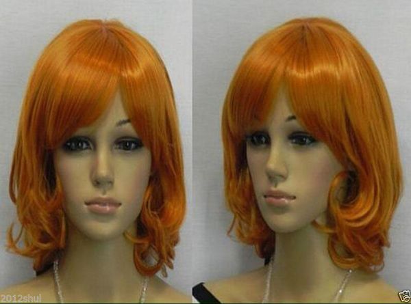 

100% brand new fashion picture full lace wigs>heat resistant cosplay short orange curly party women wig, Black