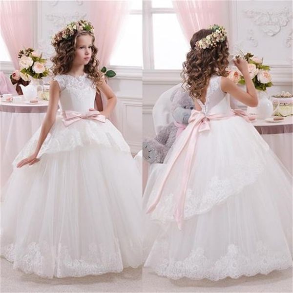 new flower girl dresses with sashes princess party pageant first communion dress for wedding little girls kids/children dress, White;blue
new flower girl dresses with sashes princess party pageant first communion dress for wedding little girls kids/children dress, White;blue