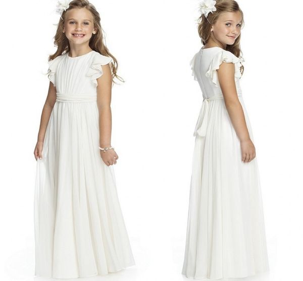 white beach flower girl dresses long simple o neck junior chiffon ruffles cap sleeve little girl wedding party dresses 2017, White;blue
white beach flower girl dresses long simple o neck junior chiffon ruffles cap sleeve little girl wedding party dresses 2017, White;blue