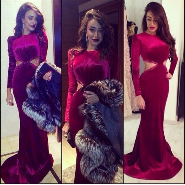 2016 custom made long sleeves burgundy evening dresses velvet mermaid prom dress backless evening gowns vestidos, Black;red
2016 custom made long sleeves burgundy evening dresses velvet mermaid prom dress backless evening gowns vestidos, Black;red