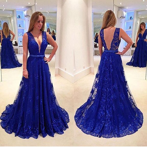 latest deep v neck royal blue elegant evening dress a-line backless prom gown formal party dress custom made, Black;red
latest deep v neck royal blue elegant evening dress a-line backless prom gown formal party dress custom made, Black;red