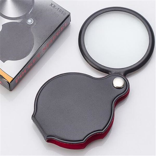 Portable Mini Black 50mm 8x Hand-hold Reading Magnifying Magnifier Lens Glass Foldable Jewelry Loop Jewelry Loupes Glasses Christmas Gift
