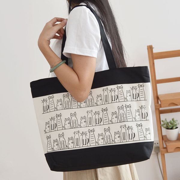 wholesale- 2016 new arrival female canvas cute cats pattern tote printing women fashion handbag canvas beach bags for girls bolsa feminina
wholesale- 2016 new arrival female canvas cute cats pattern tote printing women fashion handbag canvas beach bags for girls bolsa feminina