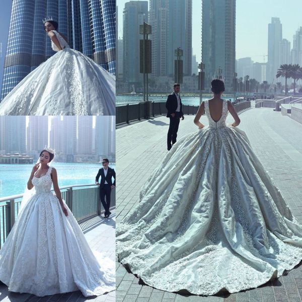 luxury gothic wedding dresses with long train square beads appliques pearls ball gown wedding dress backless vintage bridal gowns, White
luxury gothic wedding dresses with long train square beads appliques pearls ball gown wedding dress backless vintage bridal gowns, White