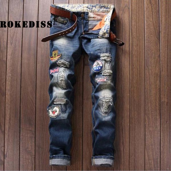 wholesale- foreign trade european fashion tide pants urban directly canister self-cultivation badge male men jeans masculino casual a184, Blue
wholesale- foreign trade european fashion tide pants urban directly canister self-cultivation badge male men jeans masculino casual a184, Blue