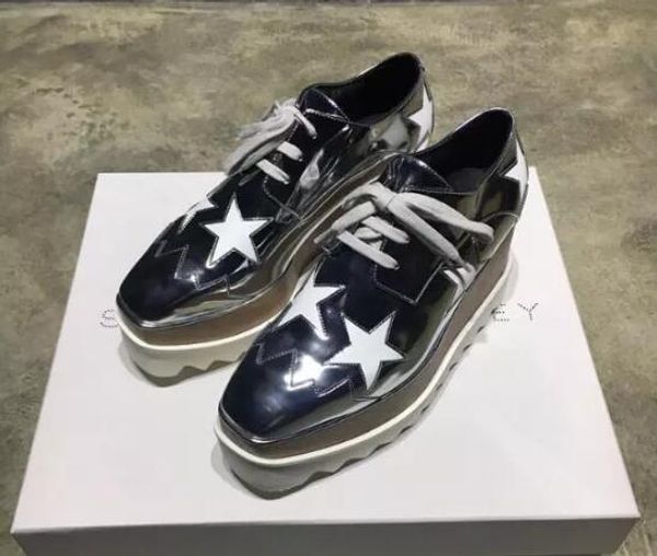 new stella mccartney women shoes derby star scarpe elyse wedge platforma oxford dark grey mirror leather white sole, Black
new stella mccartney women shoes derby star scarpe elyse wedge platforma oxford dark grey mirror leather white sole, Black