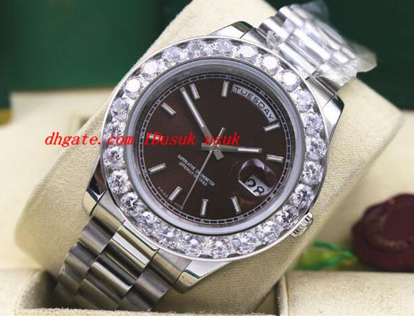 luxury wristwatch mens 18k white gold bigger diamond watch 41mm automatic mechanical movement men's watch, Slivery;brown
luxury wristwatch mens 18k white gold bigger diamond watch 41mm automatic mechanical movement men's watch, Slivery;brown