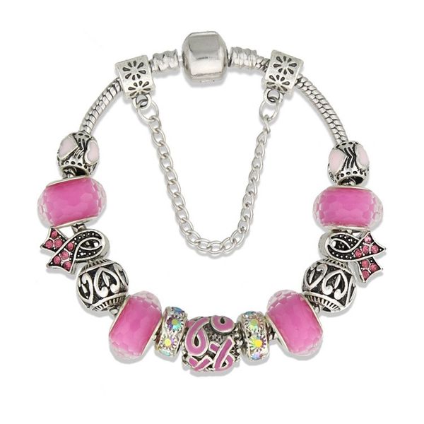 women bracelets breast cancer awareness pink ribbon rhinestone european beads charm bracelets bangles for women handmade jewelry accessories, Golden;silver
women bracelets breast cancer awareness pink ribbon rhinestone european beads charm bracelets bangles for women handmade jewelry accessories, Golden;silver