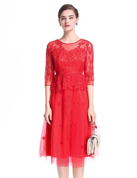 luxury women lace embroidery a-line dress ruffles peplum 3/4 sleeve party dresses 0917130, White;black
luxury women lace embroidery a-line dress ruffles peplum 3/4 sleeve party dresses 0917130, White;black