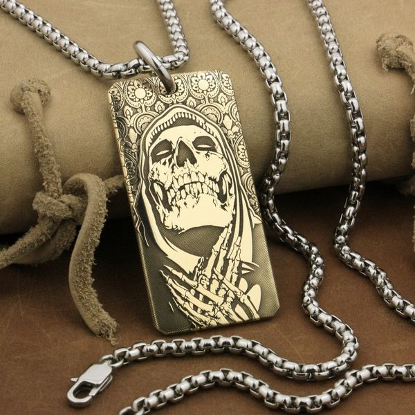 linsion high detail 2 sides laser deep engraved brass praying skull pendant biker rock punk style 9x028b steel necklace 24 inches, Silver
linsion high detail 2 sides laser deep engraved brass praying skull pendant biker rock punk style 9x028b steel necklace 24 inches, Silver