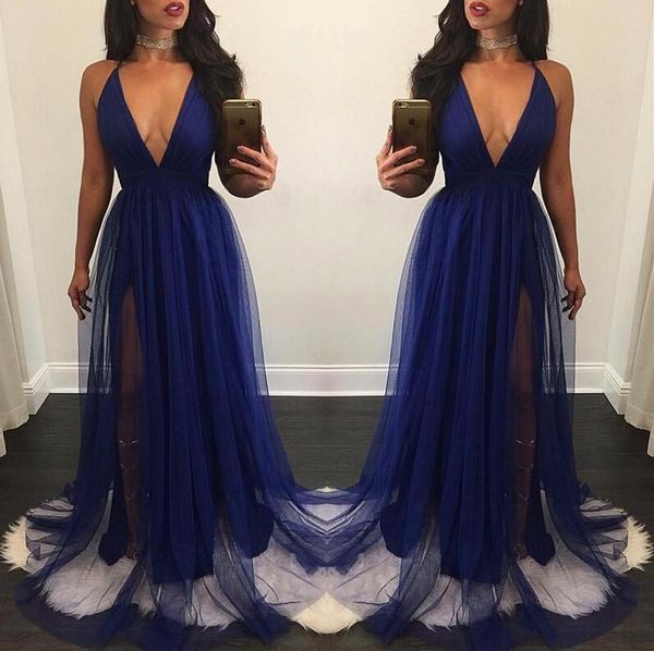 royal blue long prom dresses 2017 simple deep v-neck side split prom dress for party vestido de festa customize prom gowns, Black
royal blue long prom dresses 2017 simple deep v-neck side split prom dress for party vestido de festa customize prom gowns, Black