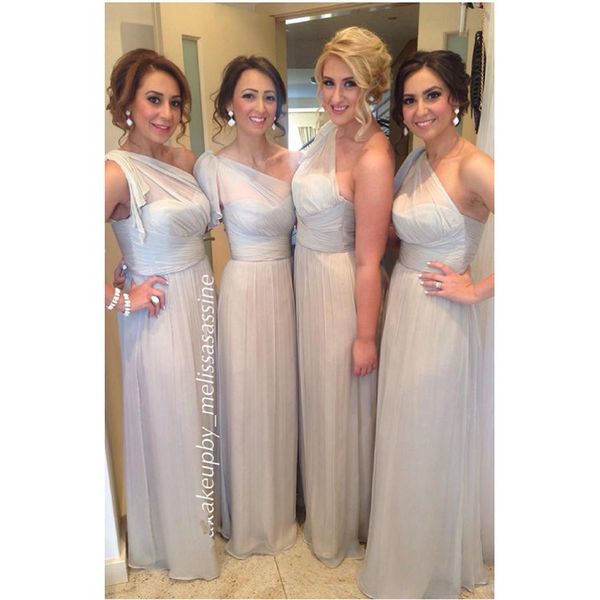 one shoulder long bridesmaids dresses 2018 silver chiffon maid of honor gowns vestidos de damas de honor para una boda, White;pink
one shoulder long bridesmaids dresses 2018 silver chiffon maid of honor gowns vestidos de damas de honor para una boda, White;pink