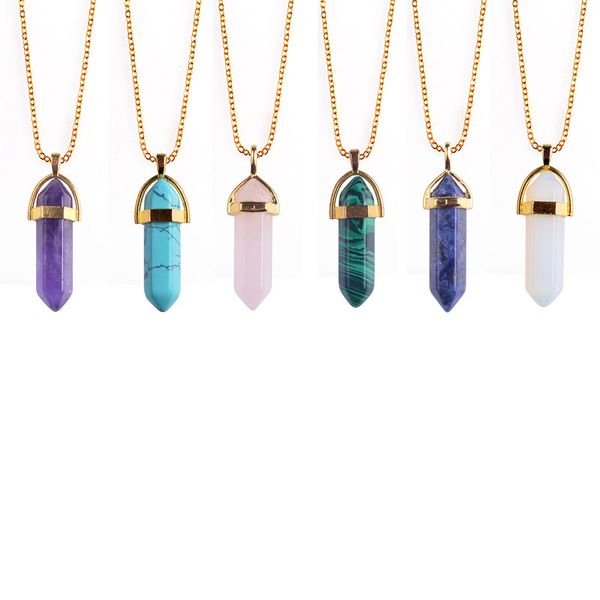 2017 hexagonal column natural stone healing point pendant necklaces amethyst crystal quartz stone necklace women gem stone, Silver
2017 hexagonal column natural stone healing point pendant necklaces amethyst crystal quartz stone necklace women gem stone, Silver