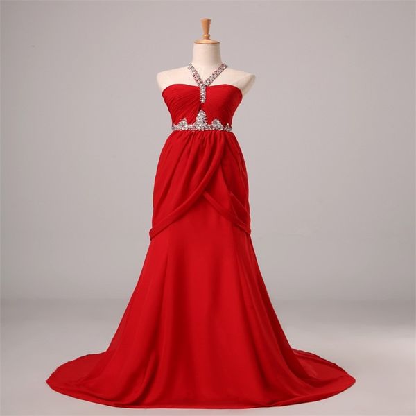2017 new real evening dresses glamorous halter chiffon formal dress elegant red ball prom party pageant graduation dress, Black;red
2017 new real evening dresses glamorous halter chiffon formal dress elegant red ball prom party pageant graduation dress, Black;red