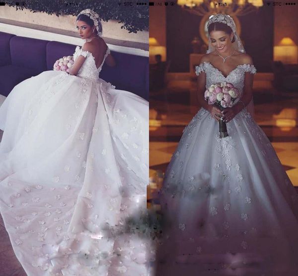 saudi arabia wedding dresses 2017 ball gown v-neck off shoulder romantic flowers vestidos de novia luxury cathedral train bridal gowns, White
saudi arabia wedding dresses 2017 ball gown v-neck off shoulder romantic flowers vestidos de novia luxury cathedral train bridal gowns, White