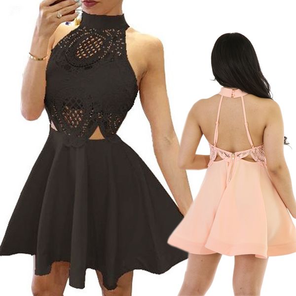 women's sleeveless lace crochet backless bandage evening party wedding cocktail club mini dresses 2 colors, White;black
women's sleeveless lace crochet backless bandage evening party wedding cocktail club mini dresses 2 colors, White;black