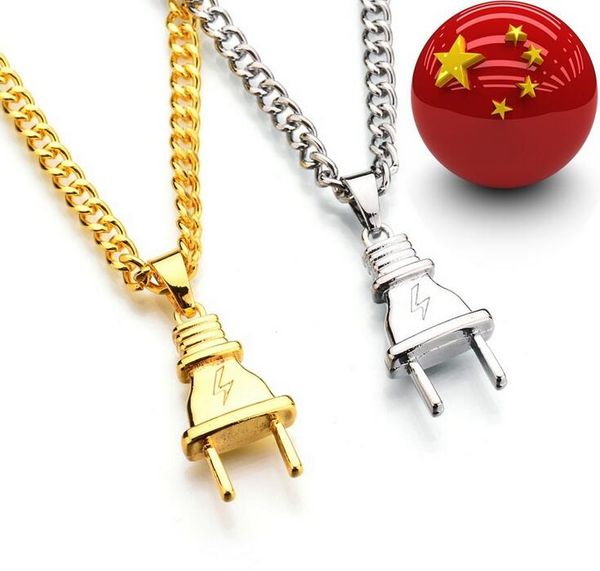 plug pendant charm necklaces mens hip hop jewelry gold silver pendant design punk rock fashion filling pieces chains 60cm long 2017jewelry
plug pendant charm necklaces mens hip hop jewelry gold silver pendant design punk rock fashion filling pieces chains 60cm long 2017jewelry