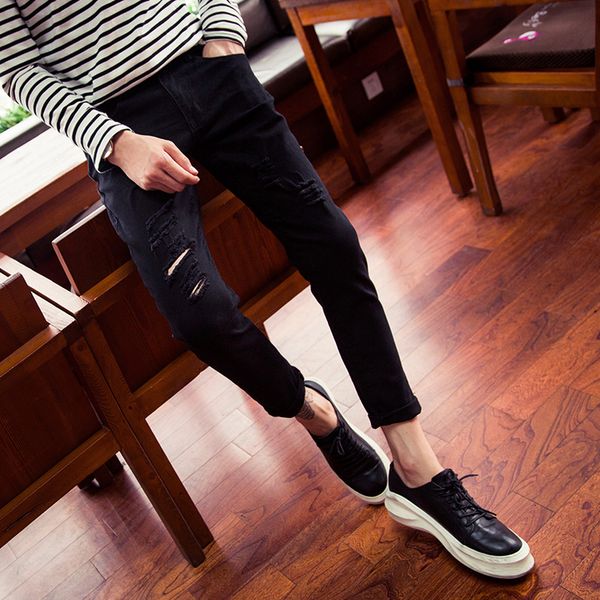 wholesale- 2016new brand hi-street for men ripped biker jeans motorcycle skinny slim fit black denim pants destroyed denim joggers mb16073, Blue
wholesale- 2016new brand hi-street for men ripped biker jeans motorcycle skinny slim fit black denim pants destroyed denim joggers mb16073, Blue