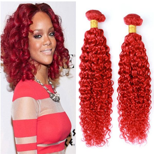 kinky curly red hair wefts peruvian brazilian virgin human hair bundles red kinky curly hair extensions 3pcs/lot, Black;brown