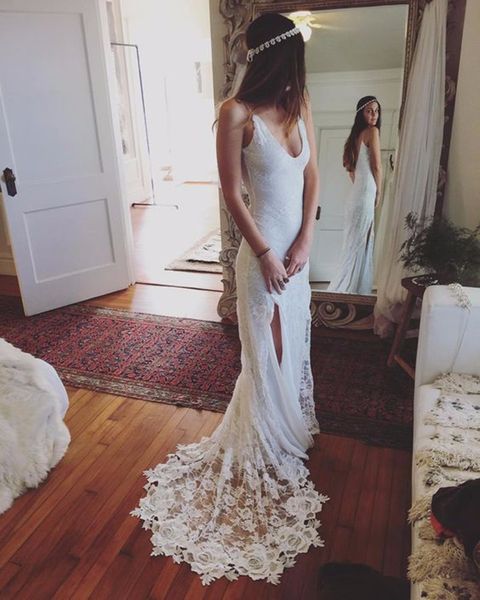 2017 sexy boho кружева свадебное платье v-образным вырезом спагетти ремни с высоким разрезом повседневная богемные свадебные платья спинки с, White
2017 sexy boho кружева свадебное платье v-образным вырезом спагетти ремни с высоким разрезом повседневная богемные свадебные платья спинки с, White