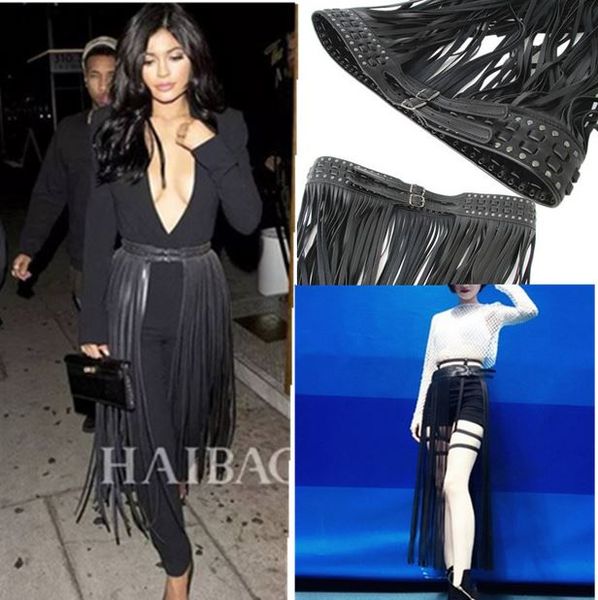 wholesale- black women's long tassel rivet rope decoration cummerbund belt europe style punk hiphop black leather waist belt for fenini, Black;brown
wholesale- black women's long tassel rivet rope decoration cummerbund belt europe style punk hiphop black leather waist belt for fenini, Black;brown