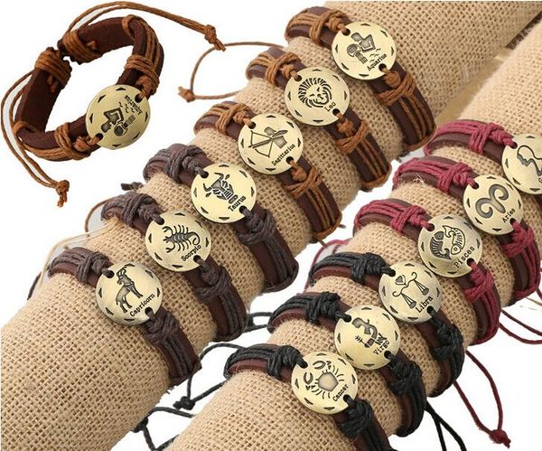 12pcs/lot twelve constellations leather bracelets leather wrap bracelets zodiac leather bracelet for men charm bracelets 2017, Golden;silver
12pcs/lot twelve constellations leather bracelets leather wrap bracelets zodiac leather bracelet for men charm bracelets 2017, Golden;silver